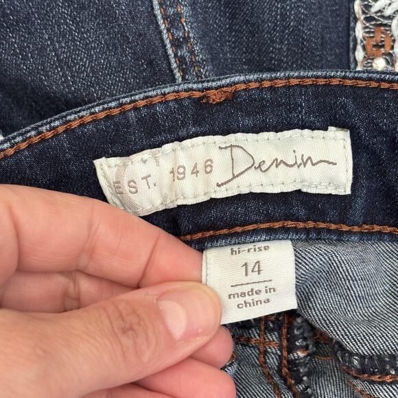 Cato Bootcut Southwest Aztec Jeans 14 Stretch Sequins Embroidered Rodeo Western - Picture 14 of 16